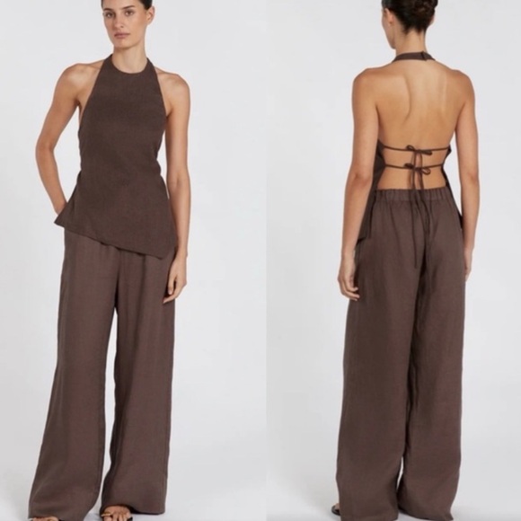 Abercrombie Wide Leg Linen Blend Pants - Picture 2 of 7